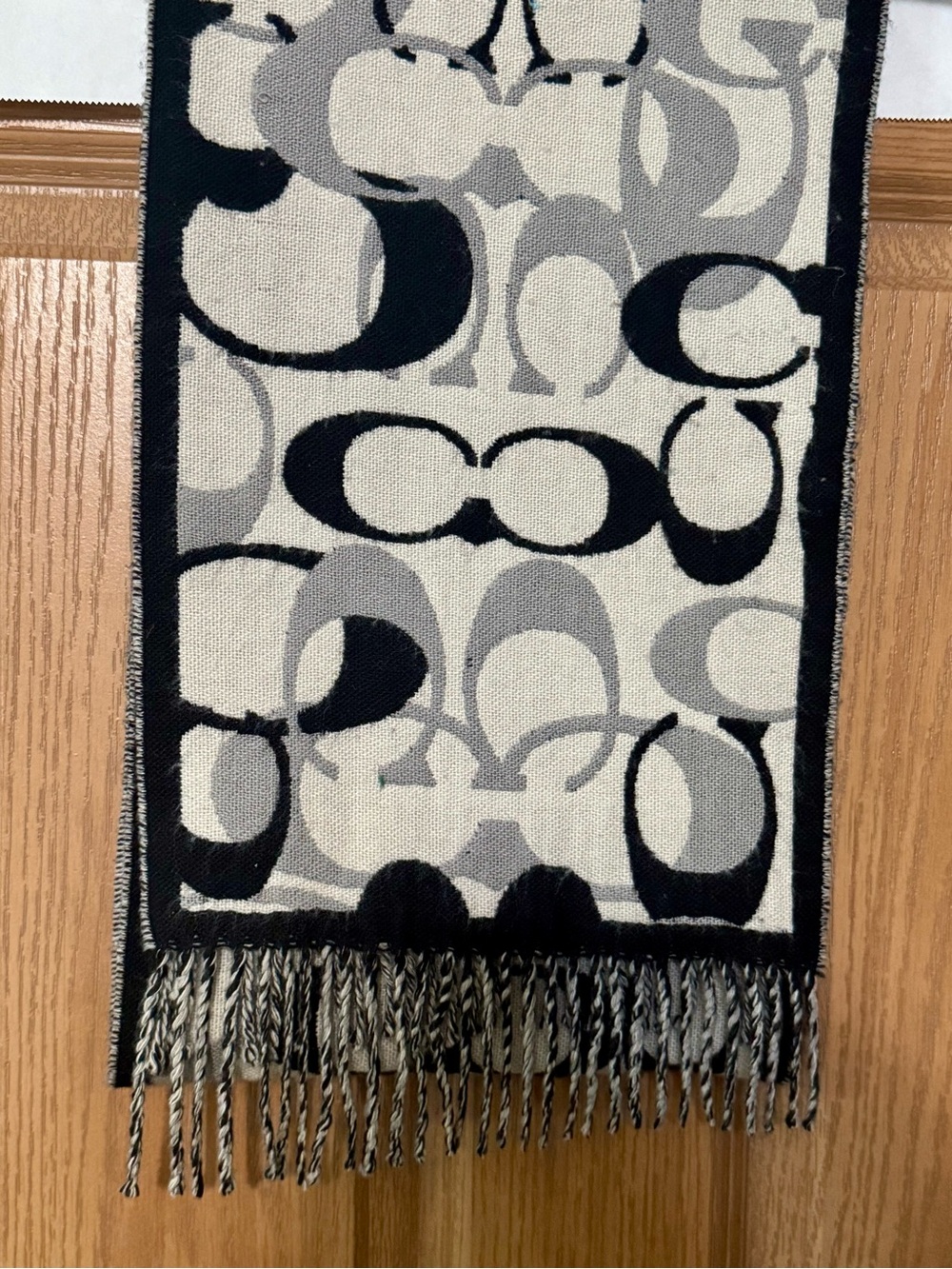 Coach Black and Gray Signature Pattern Scarf